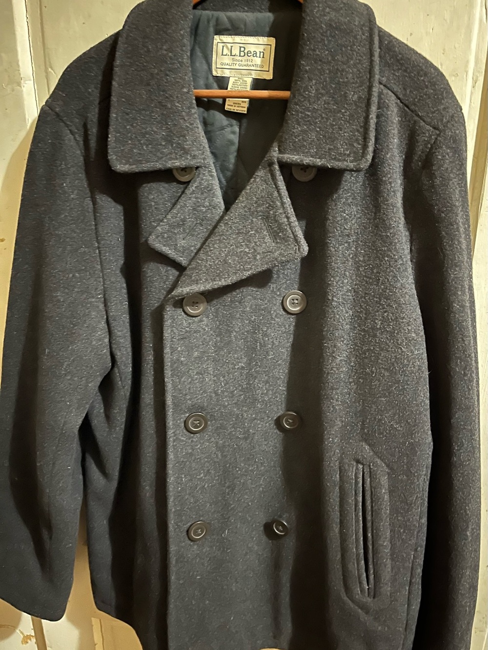 L.L. Bean Men's Dark Gray Wool Pea Coat